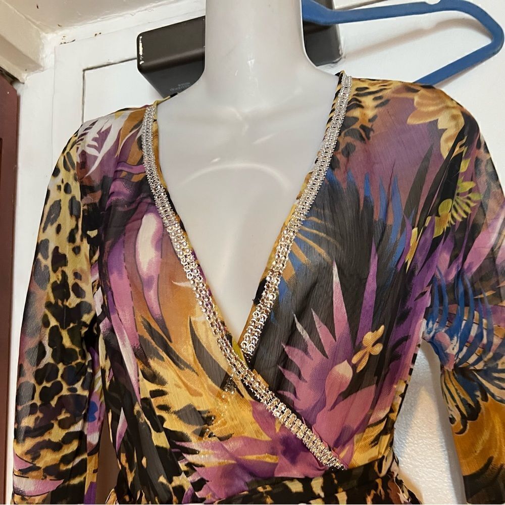 Spy Zone Exchange animal print rhinestone dress lion Dress cheetah sexy floral